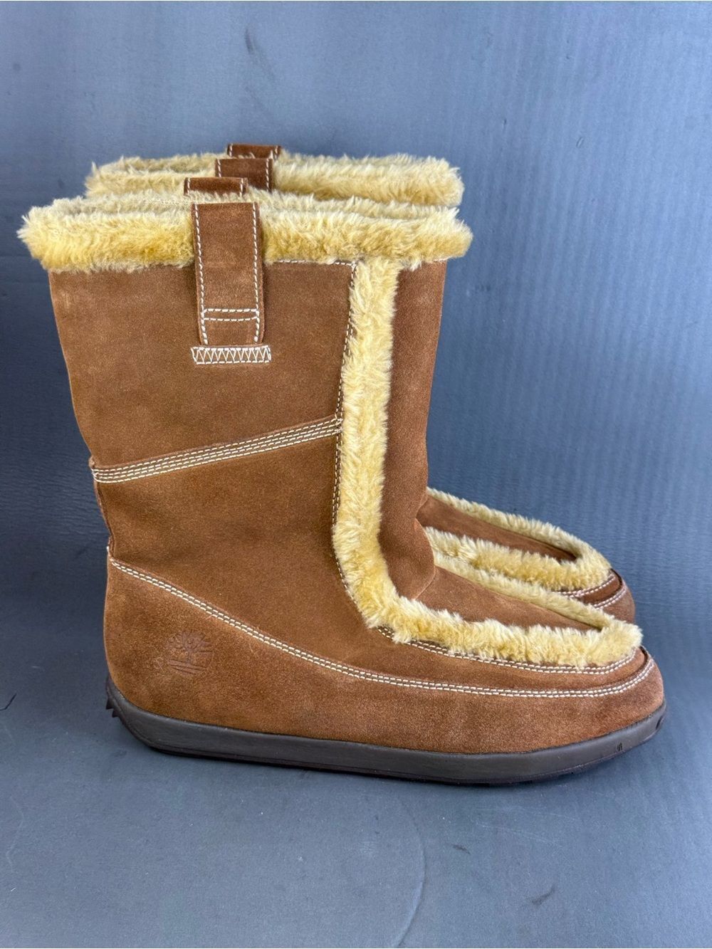 16638 Timberland Suede Fur Lined Pull Up Boots, WOMEN Size 11